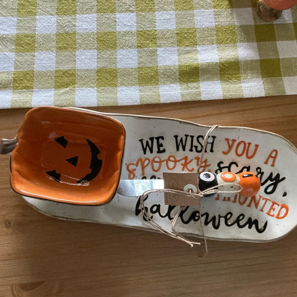 NWT Mud Pie Spooky Scary Halloween Dip and Tray Set Bowl - Picture 2 of 3